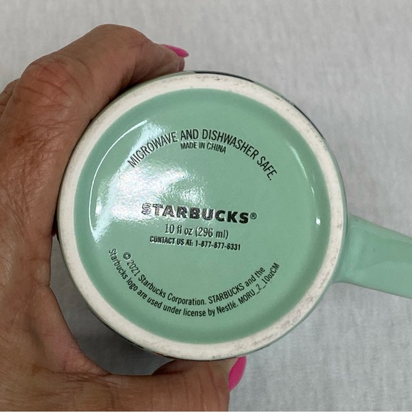 Starbucks 2021 Mint Green Floral Leaves Mermaid Logo Coffee Teacup Mug 10oz. - Picture 9 of 13